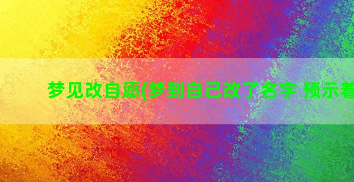 梦见改自愿(梦到自己改了名字 预示着什么)